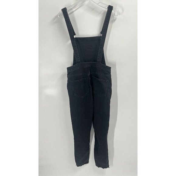 Madewell Black Denim Skinny Overalls Lunar Wash Sz Small J7955 Side Zip - Picture 6 of 8